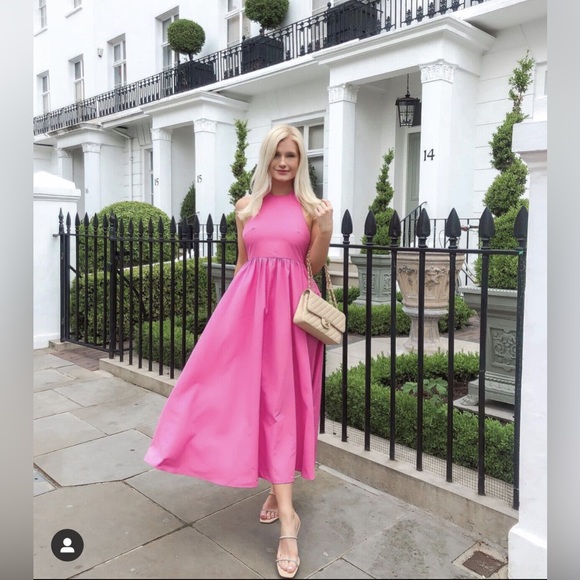 ZARA WOMAN POPLIN HALTER DRESS FUCHSIA | 0881/301/630 size XS - Picture 7 of 12